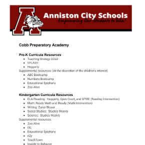 Cobb Prep Curriculum Resources
